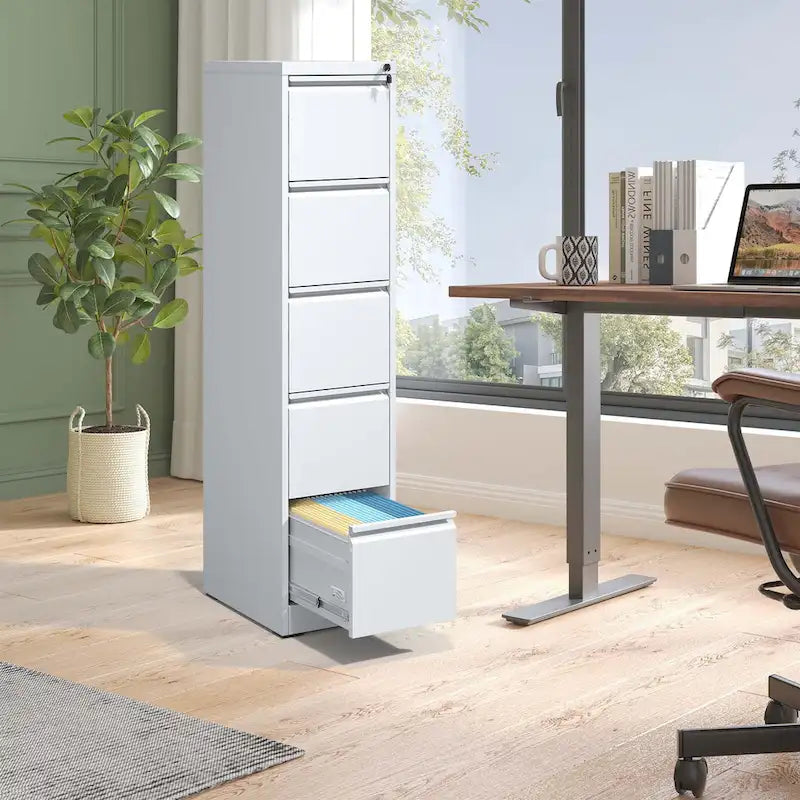 5 Drawer Metal Vertical File Cabinet with Lock for A4 Letter Legal Size