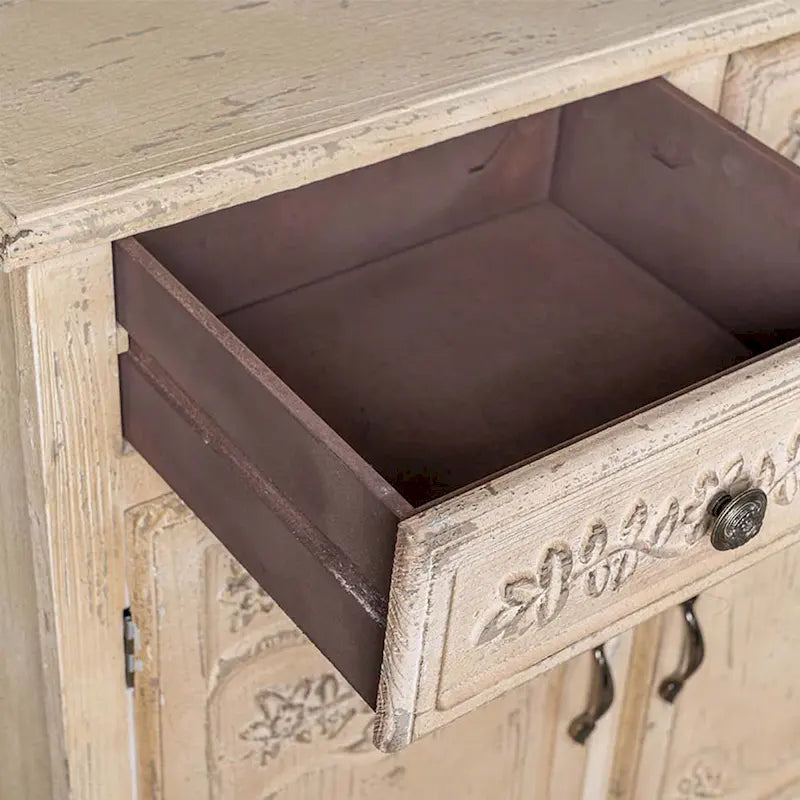 Vintage Style Wooden Cabinet with 2 Drawers and Double Door, Brown