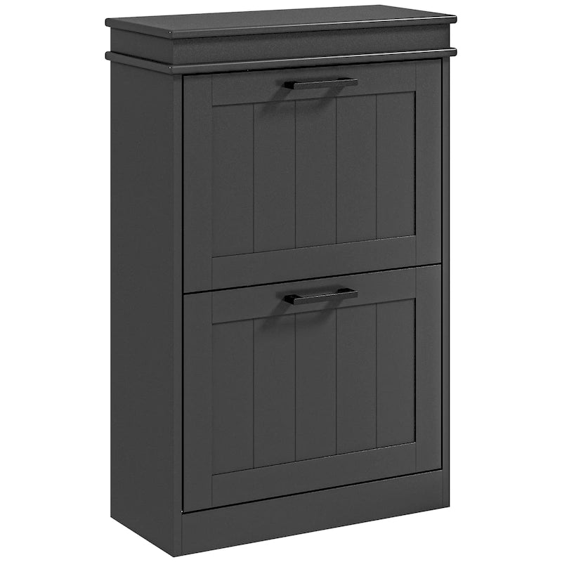 Narrow Shoe Cabinet with 2 Flip Drawers and Adjustable Shelves for 10 Pairs