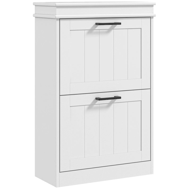 Narrow Shoe Cabinet with 2 Flip Drawers and Adjustable Shelves for 10 Pairs