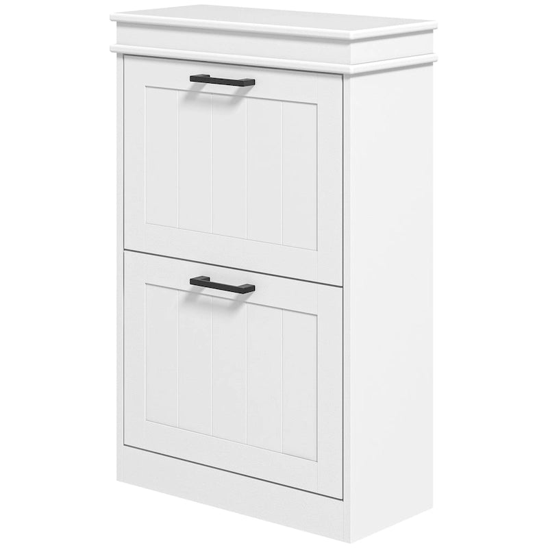Narrow Shoe Cabinet with 2 Flip Drawers and Adjustable Shelves for 10 Pairs