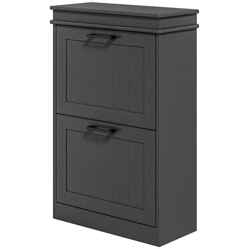 Narrow Shoe Cabinet with 2 Flip Drawers and Adjustable Shelves for 10 Pairs