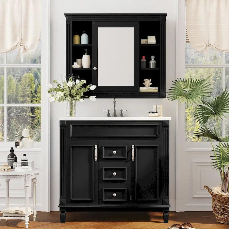 36 in. Bathroom Vanity Cabinet with Sink 2 Soft Close Doors and 2 Drawers