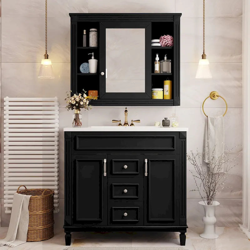 36 in. Bathroom Vanity Cabinet with Sink 2 Soft Close Doors and 2 Drawers