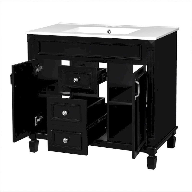 36 in. Bathroom Vanity Cabinet with Sink 2 Soft Close Doors and 2 Drawers