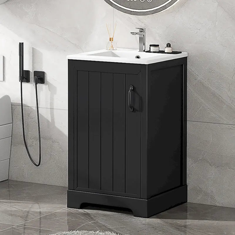 20 in. Bathroom Vanity Cabinet with Ceramic Sink Soft Close Door Single Hole Faucet