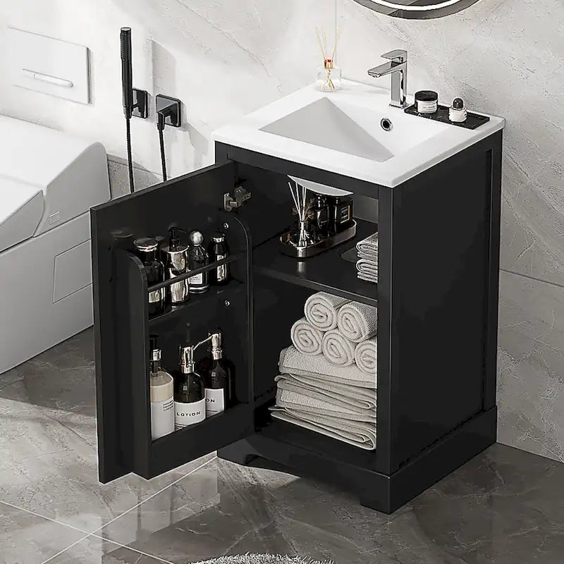 20 in. Bathroom Vanity Cabinet with Ceramic Sink Soft Close Door Single Hole Faucet