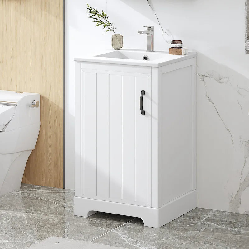 20 in. Bathroom Vanity Cabinet with Ceramic Sink Soft Close Door Single Hole Faucet