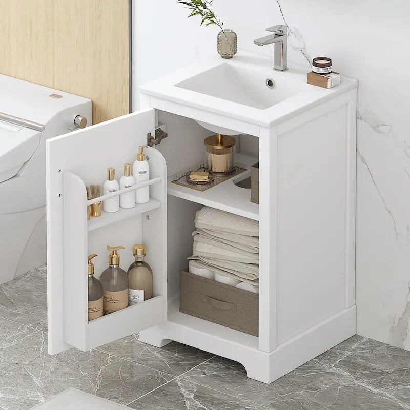 20 in. Bathroom Vanity Cabinet with Ceramic Sink Soft Close Door Single Hole Faucet