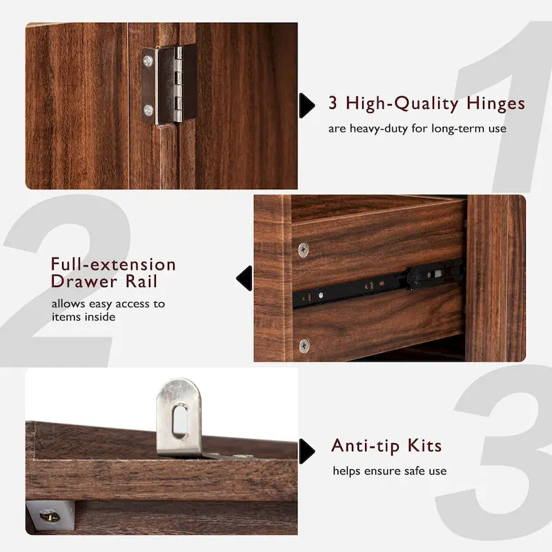 71 in. Tall Kitchen Pantry Cabinet with 2 Drawers 6 Compartments and Door Shelves