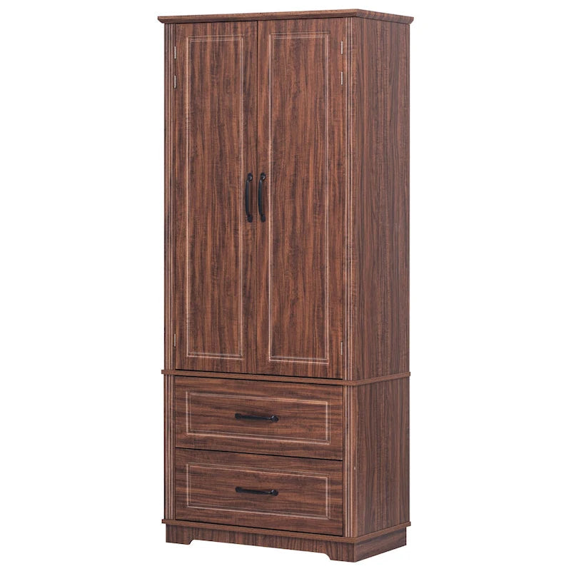 71 in. Tall Kitchen Pantry Cabinet with 2 Drawers 6 Compartments and Door Shelves