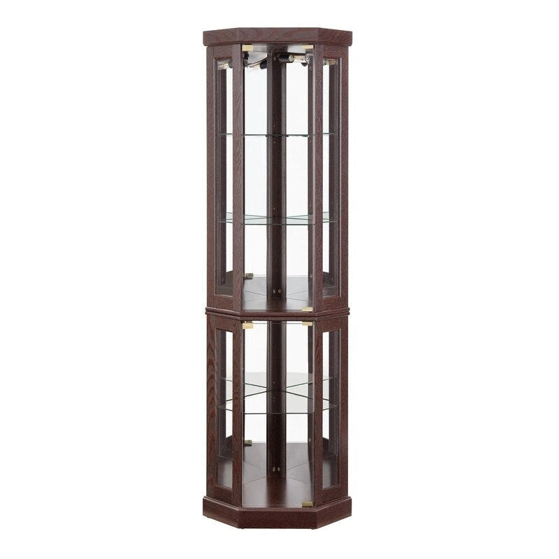 Corner Curio Display Cabinet with Built-In Lights and Glass Doors, 70 in.