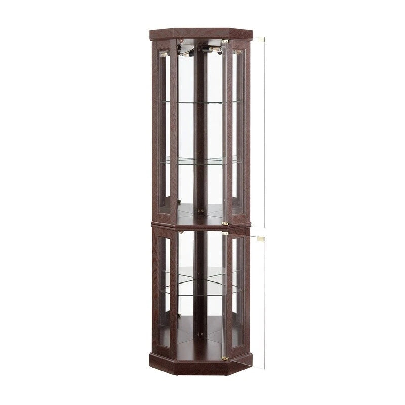 Corner Curio Display Cabinet with Built-In Lights and Glass Doors, 70 in.