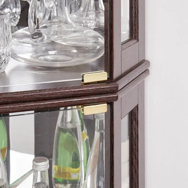 Corner Curio Display Cabinet with Built-In Lights and Glass Doors, 70 in.