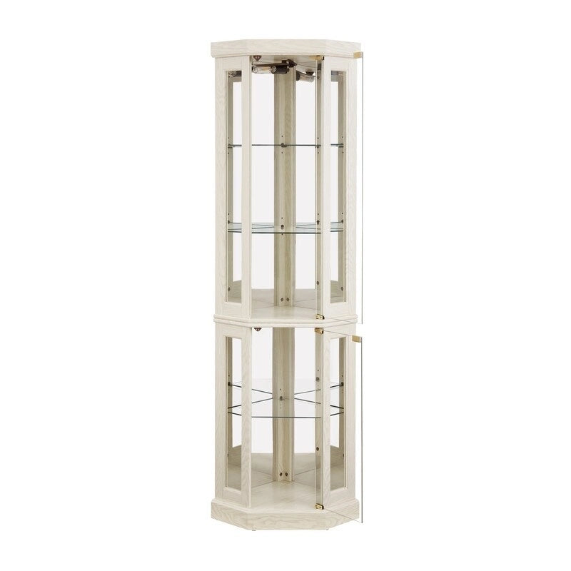 Corner Curio Display Cabinet with Built-In Lights and Glass Doors, 70 in.