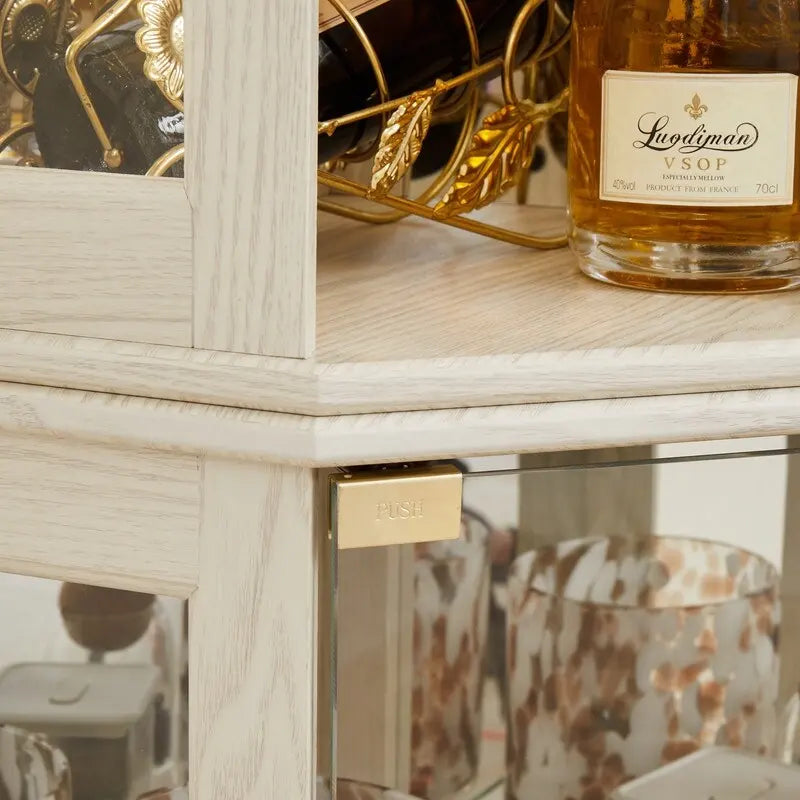 Corner Curio Display Cabinet with Built-In Lights and Glass Doors, 70 in.
