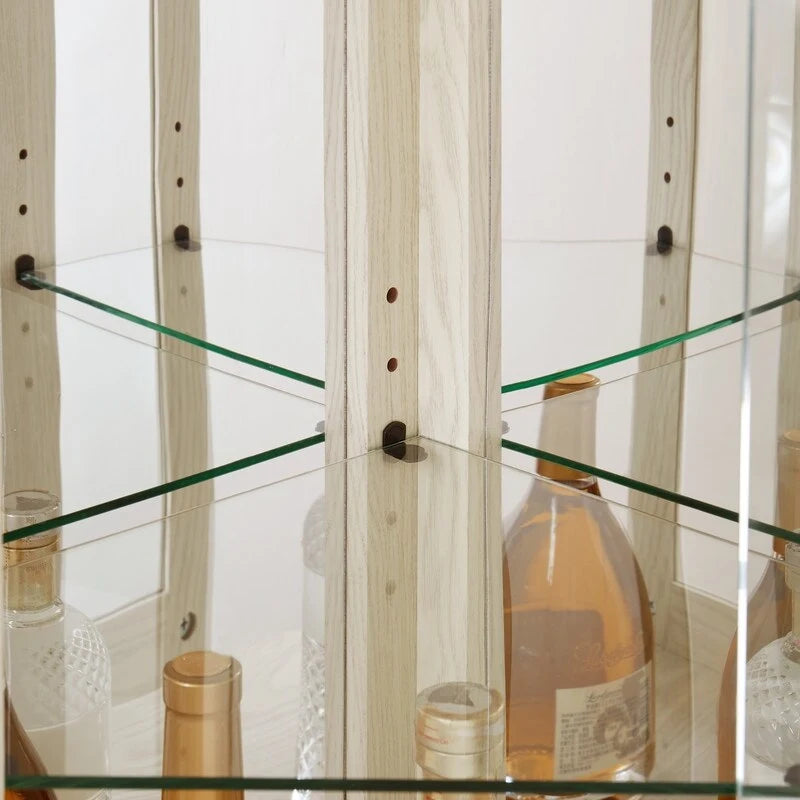 Corner Curio Display Cabinet with Built-In Lights and Glass Doors, 70 in.