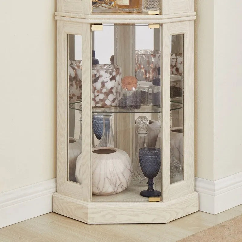 Corner Curio Display Cabinet with Built-In Lights and Glass Doors, 70 in.