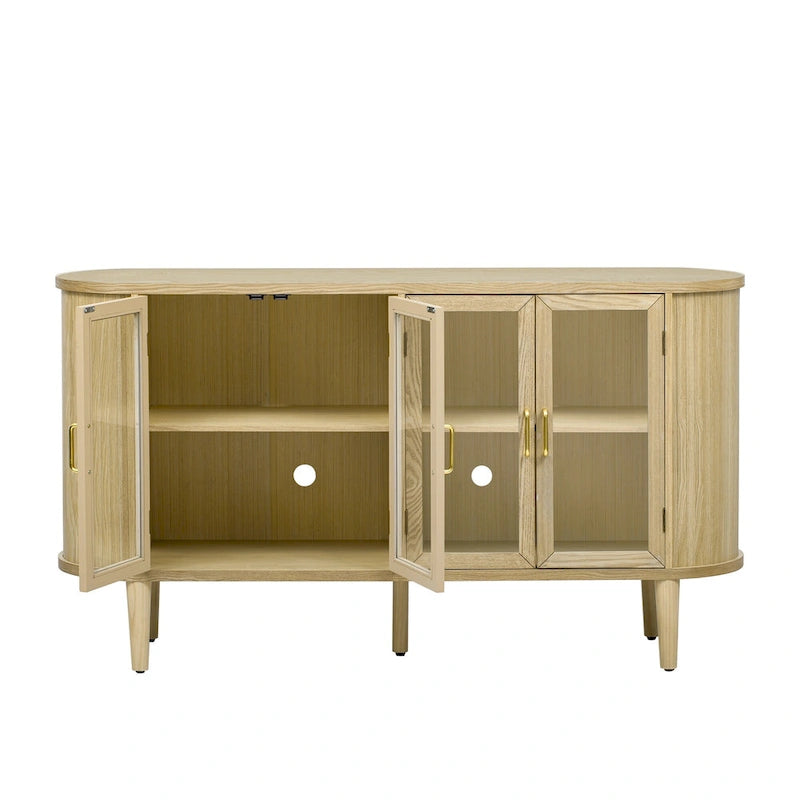 Farmhouse Sideboard Cabinet with Tempered Glass Doors and Adjustable Shelves 60 in.