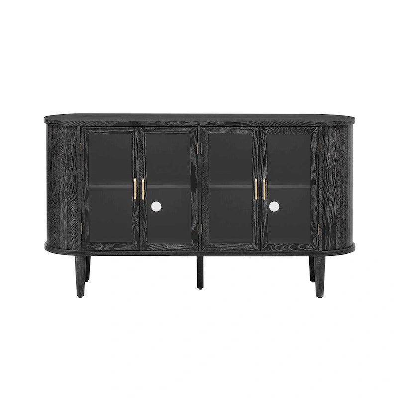 Farmhouse Sideboard Cabinet with Tempered Glass Doors and Adjustable Shelves 60 in.