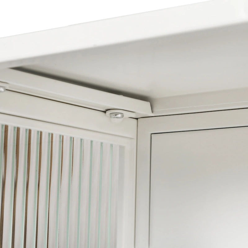 Wall Cabinet with Fluted Glass Doors and 3 Tier Storage for Entryway Living Room