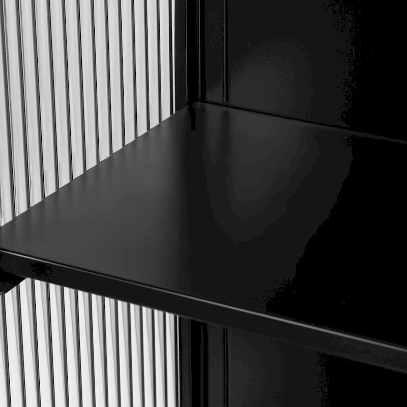 Wall Cabinet with Fluted Glass Doors and 3 Tier Storage for Entryway Living Room