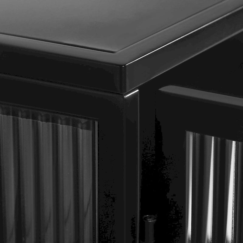 Wall Cabinet with Fluted Glass Doors and 3 Tier Storage for Entryway Living Room