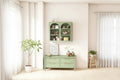 Modern Two-door Wall Cabinet with Glass Doors and Detachable Shelves for Entryway, Living Room, Bathroom