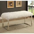 Contemporary Faux Fur Accent Bench with Chrome Frame, 40 in., 200 lbs Capacity