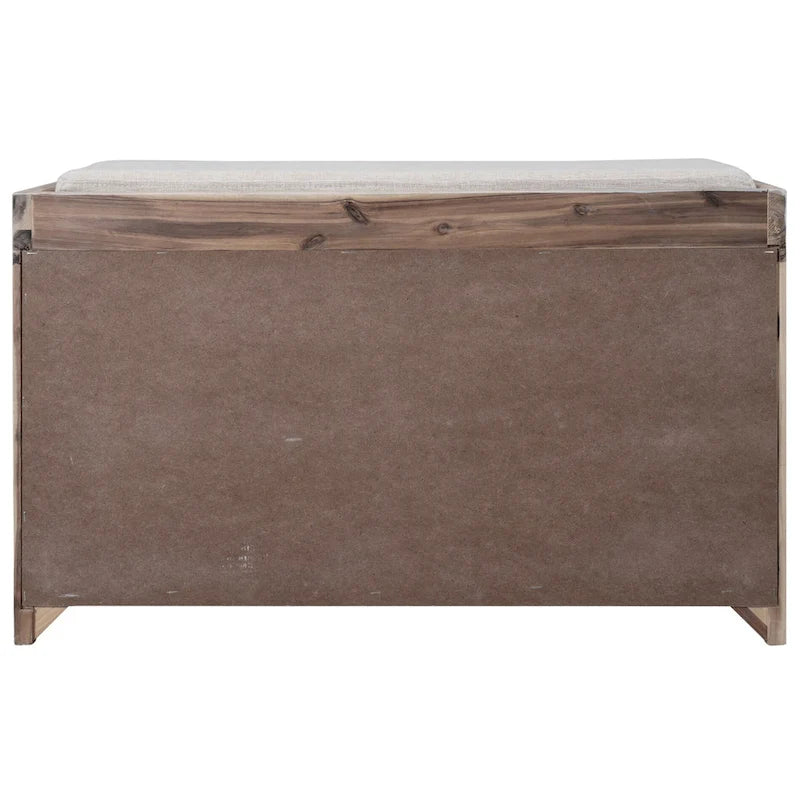 Acacia Wood Storage Bench with Removable Basket, 2 Drawers and Cushion, 32 in.