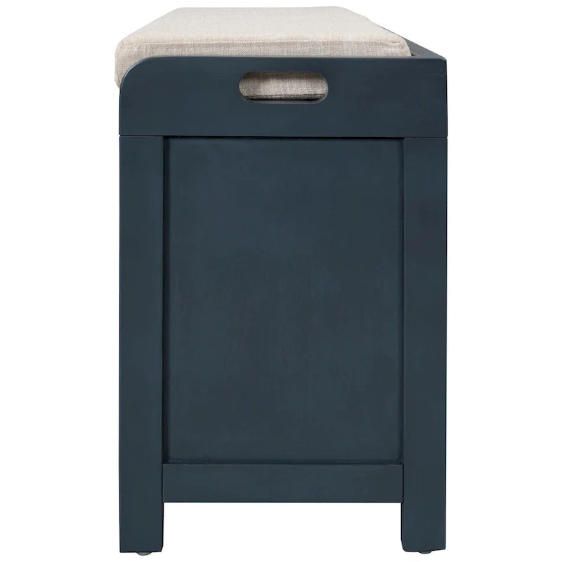 Acacia Wood Storage Bench with Removable Basket, 2 Drawers and Cushion, 32 in.
