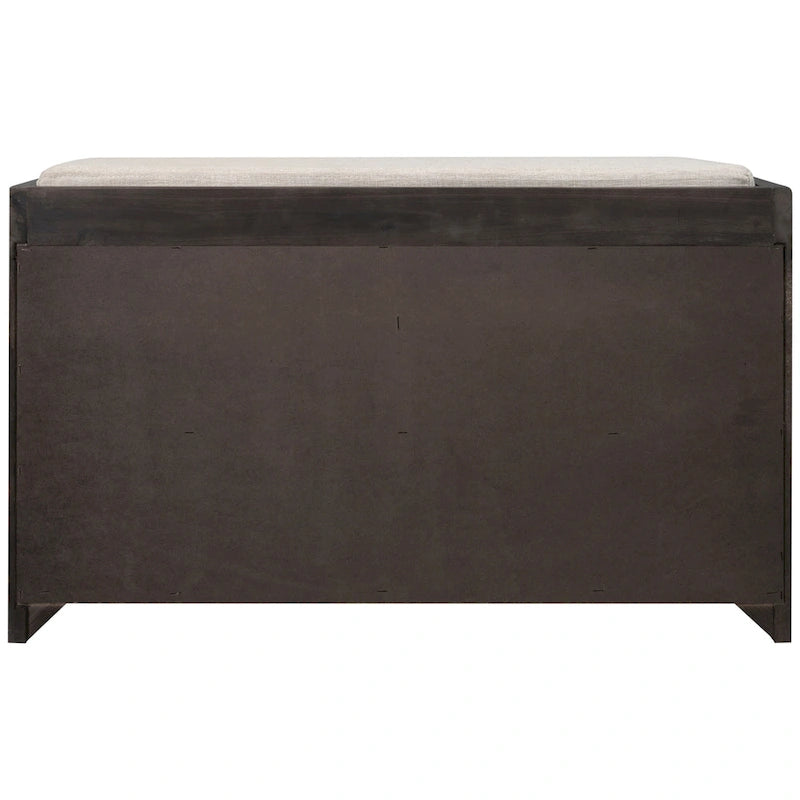 Acacia Wood Storage Bench with Removable Basket, 2 Drawers and Cushion, 32 in.