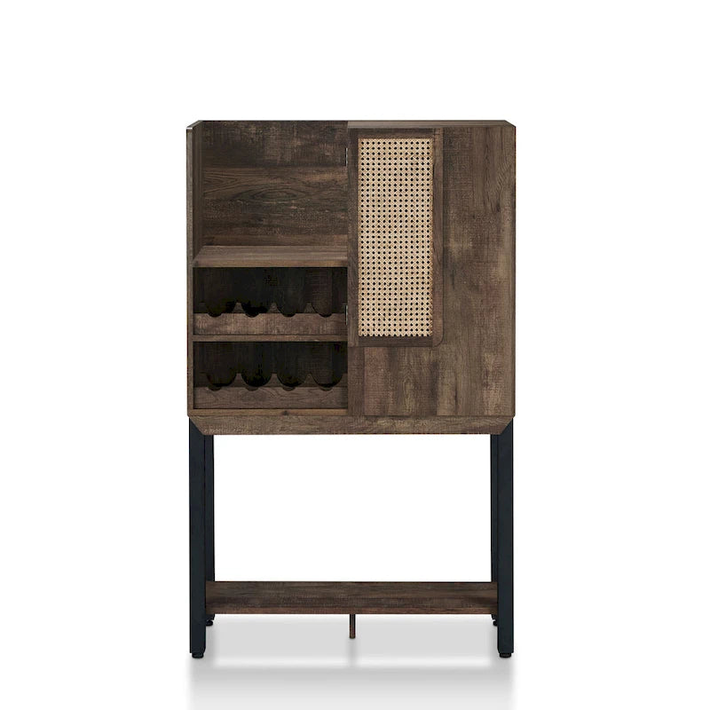 Farmhouse Kitchen Hutch with Wine Rack 2 Open Shelves and Mesh Cabinet Door 51.8 in.