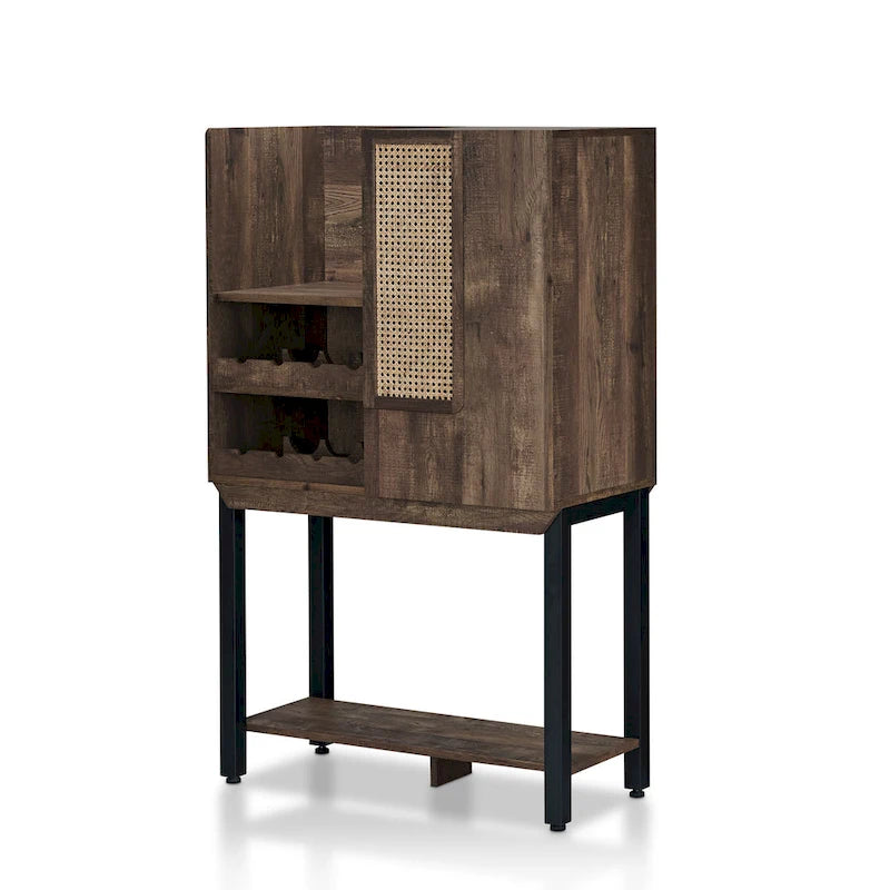Farmhouse Kitchen Hutch with Wine Rack 2 Open Shelves and Mesh Cabinet Door 51.8 in.