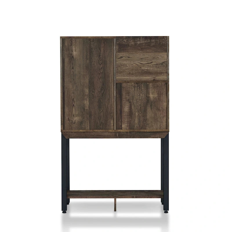 Farmhouse Kitchen Hutch with Wine Rack 2 Open Shelves and Mesh Cabinet Door 51.8 in.