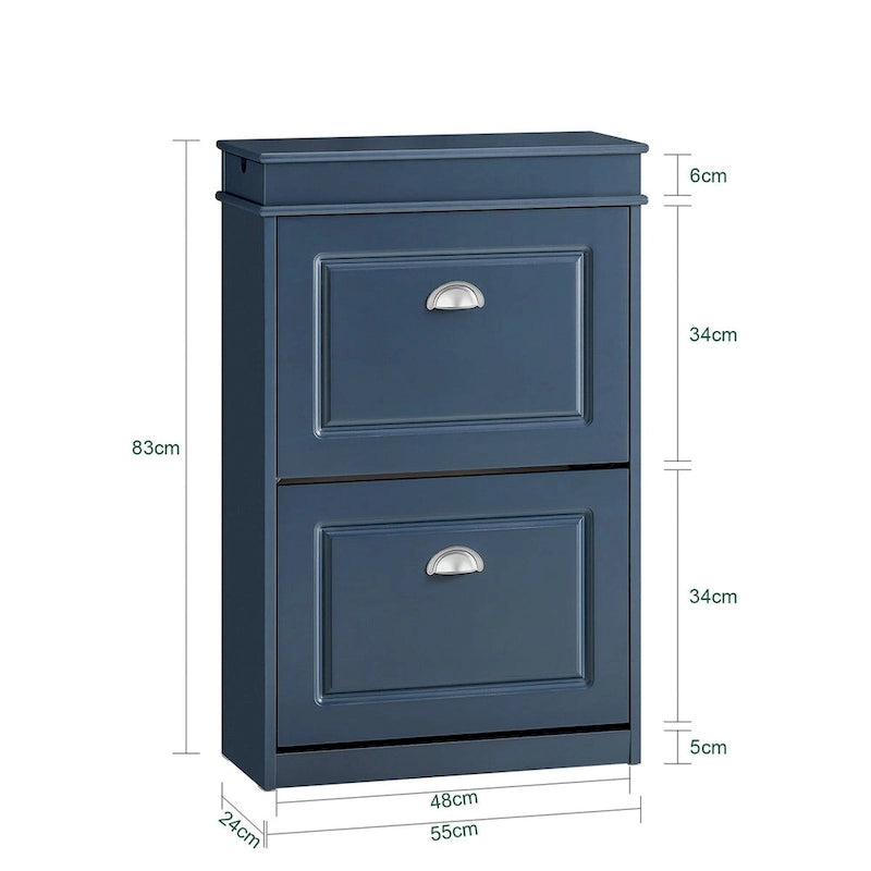 White Shoe Cabinet with 2 Flip Drawers for Hallway Entryway