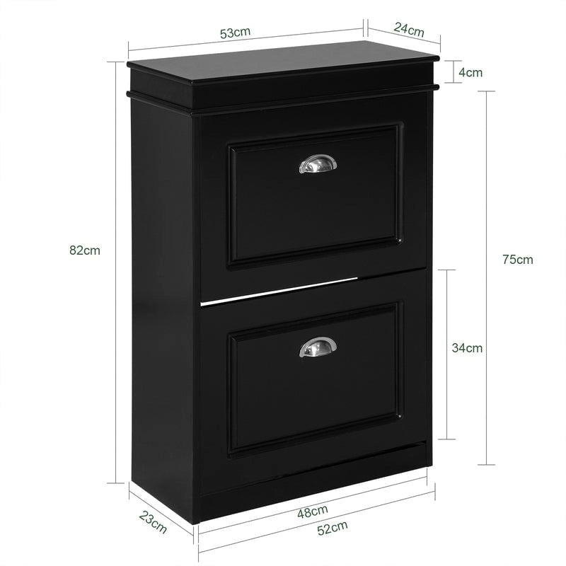 White Shoe Cabinet with 2 Flip Drawers for Hallway Entryway