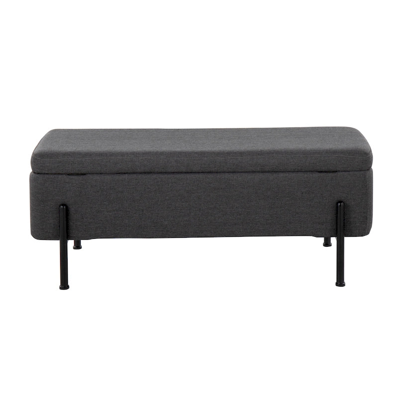 Upholstered Storage Bench with Flip Top Lid and Metal Base 500 lbs Capacity