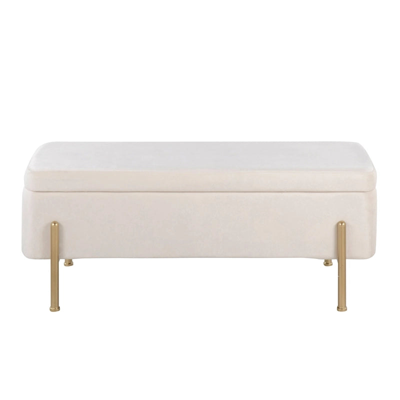 Upholstered Storage Bench with Flip Top Lid and Metal Base 500 lbs Capacity