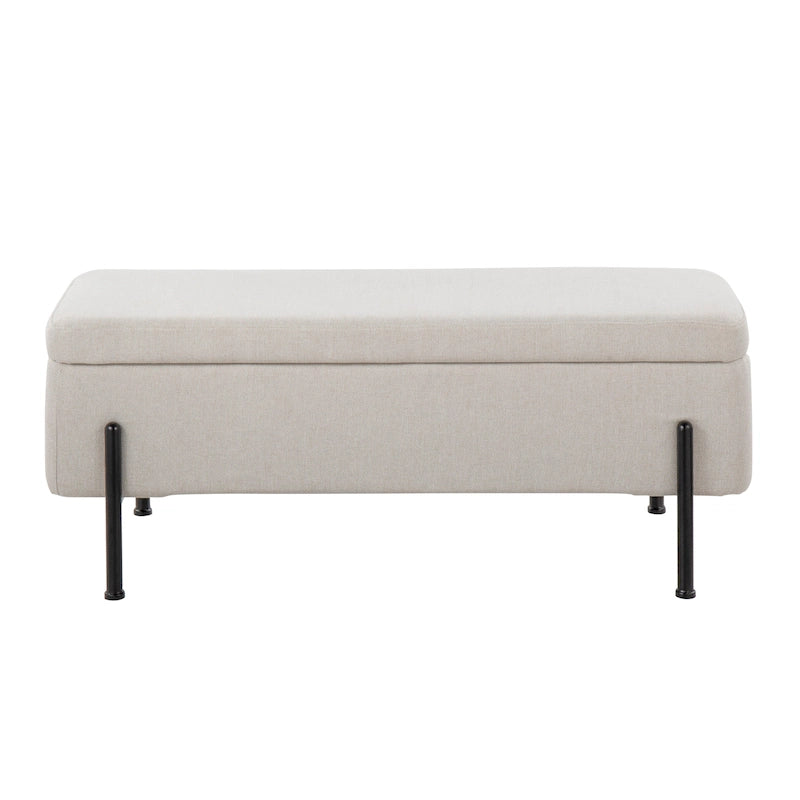 Upholstered Storage Bench with Flip Top Lid and Metal Base 500 lbs Capacity