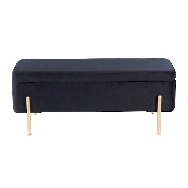 Upholstered Storage Bench with Flip Top Lid and Metal Base 500 lbs Capacity