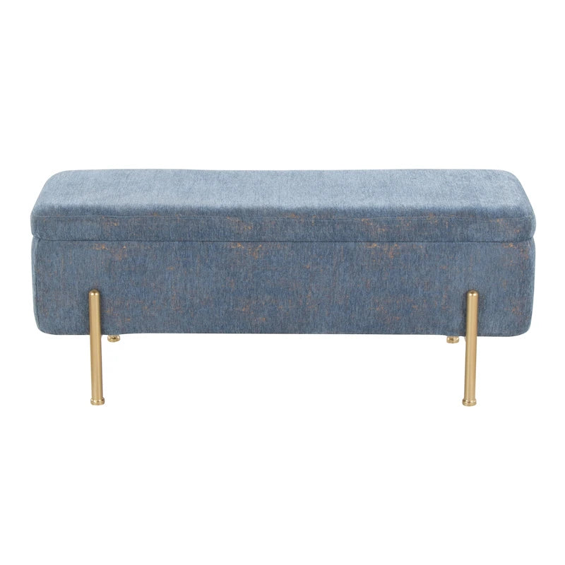 Upholstered Storage Bench with Flip Top Lid and Metal Base 500 lbs Capacity