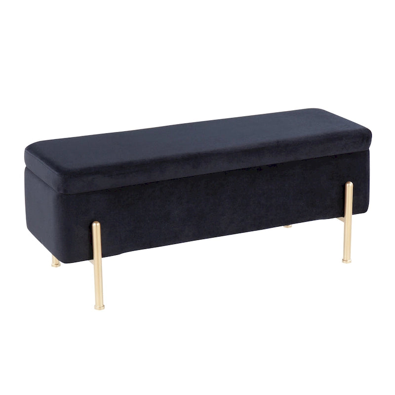 Upholstered Storage Bench with Flip Top Lid and Metal Base 500 lbs Capacity