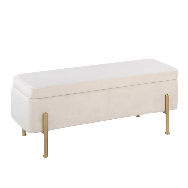 Upholstered Storage Bench with Flip Top Lid and Metal Base 500 lbs Capacity