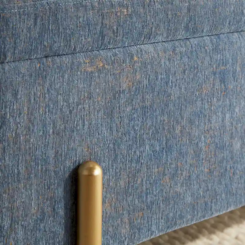 Upholstered Storage Bench with Flip Top Lid and Metal Base 500 lbs Capacity