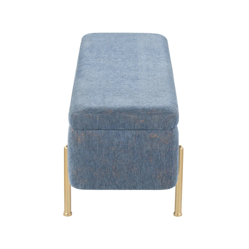 Upholstered Storage Bench with Flip Top Lid and Metal Base 500 lbs Capacity