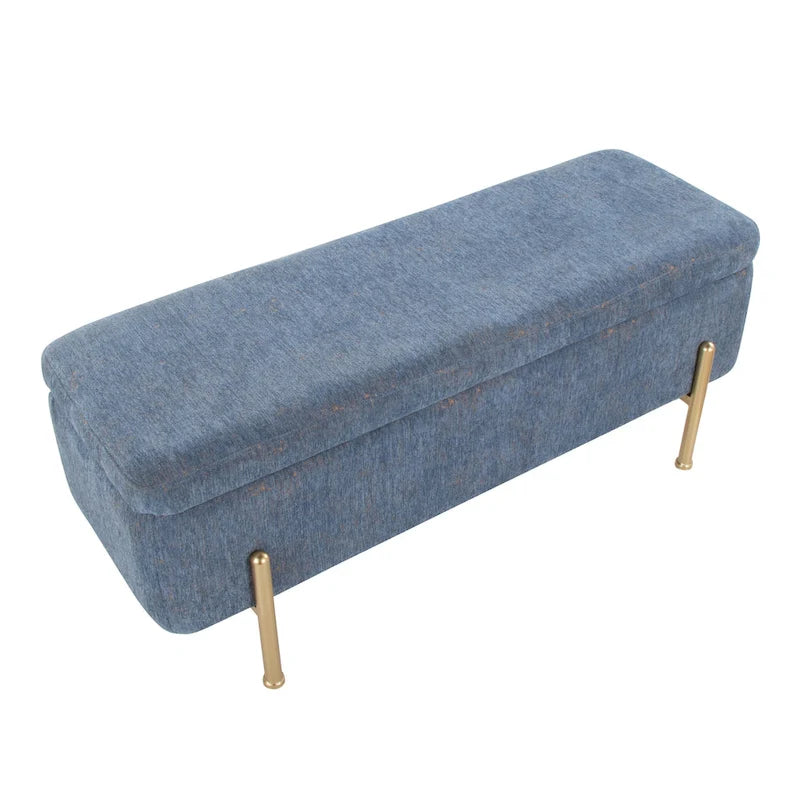 Upholstered Storage Bench with Flip Top Lid and Metal Base 500 lbs Capacity