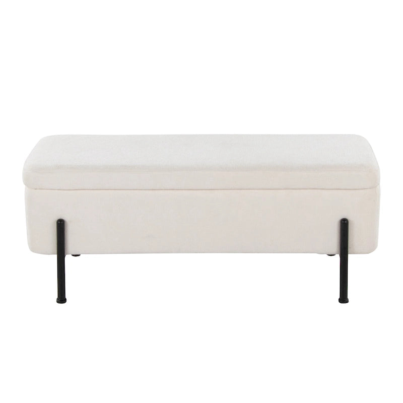 Upholstered Storage Bench with Flip Top Lid and Metal Base 500 lbs Capacity