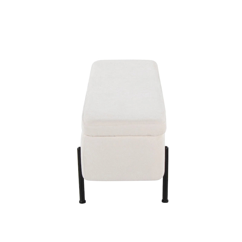 Upholstered Storage Bench with Flip Top Lid and Metal Base 500 lbs Capacity