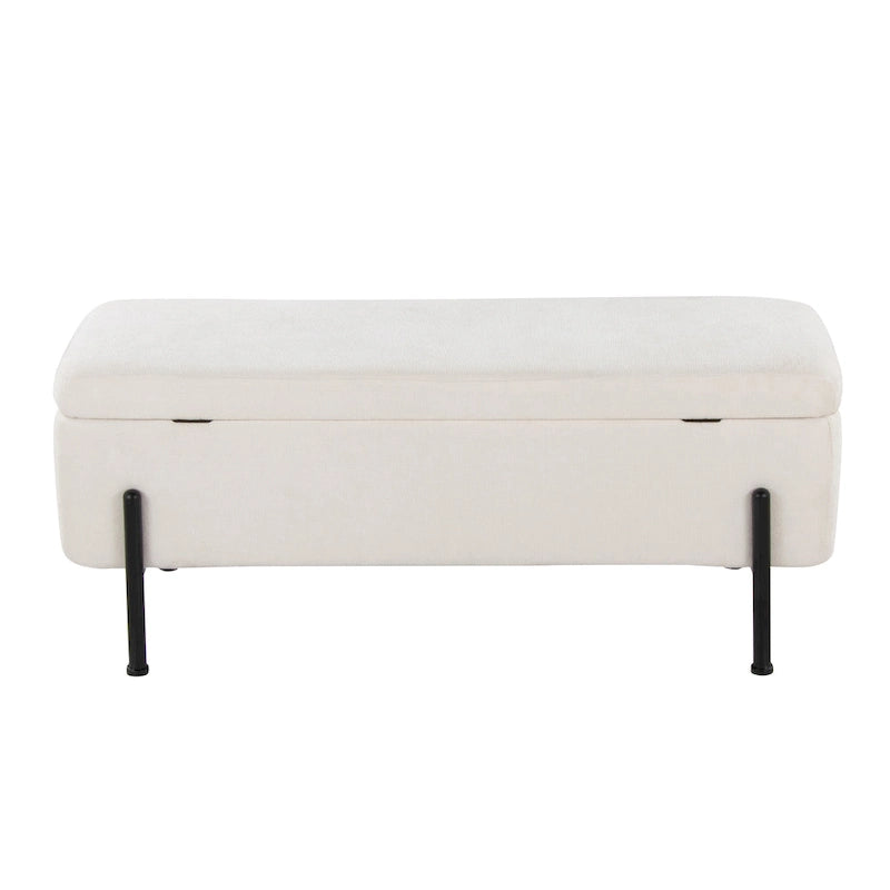Upholstered Storage Bench with Flip Top Lid and Metal Base 500 lbs Capacity